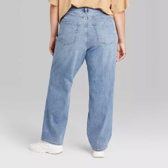 Women's Super-High Rise Distressed Straight Jeans - Wild Fable™ Medium Wash - Picture 2 of 2